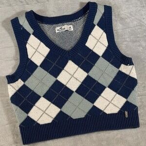 Hollister Sweater Vest | Blue / Cream Argyle | Medium